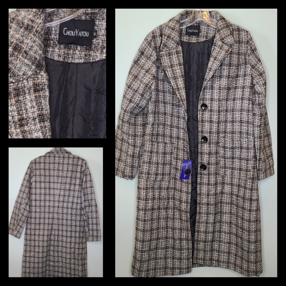 chouyatou Women's Big Notch Single Breasted Coat